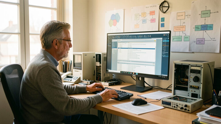 Ingénieur logiciel étudiant et faisant évoluer une application métier ancienne dans un environnement de travail moderne.